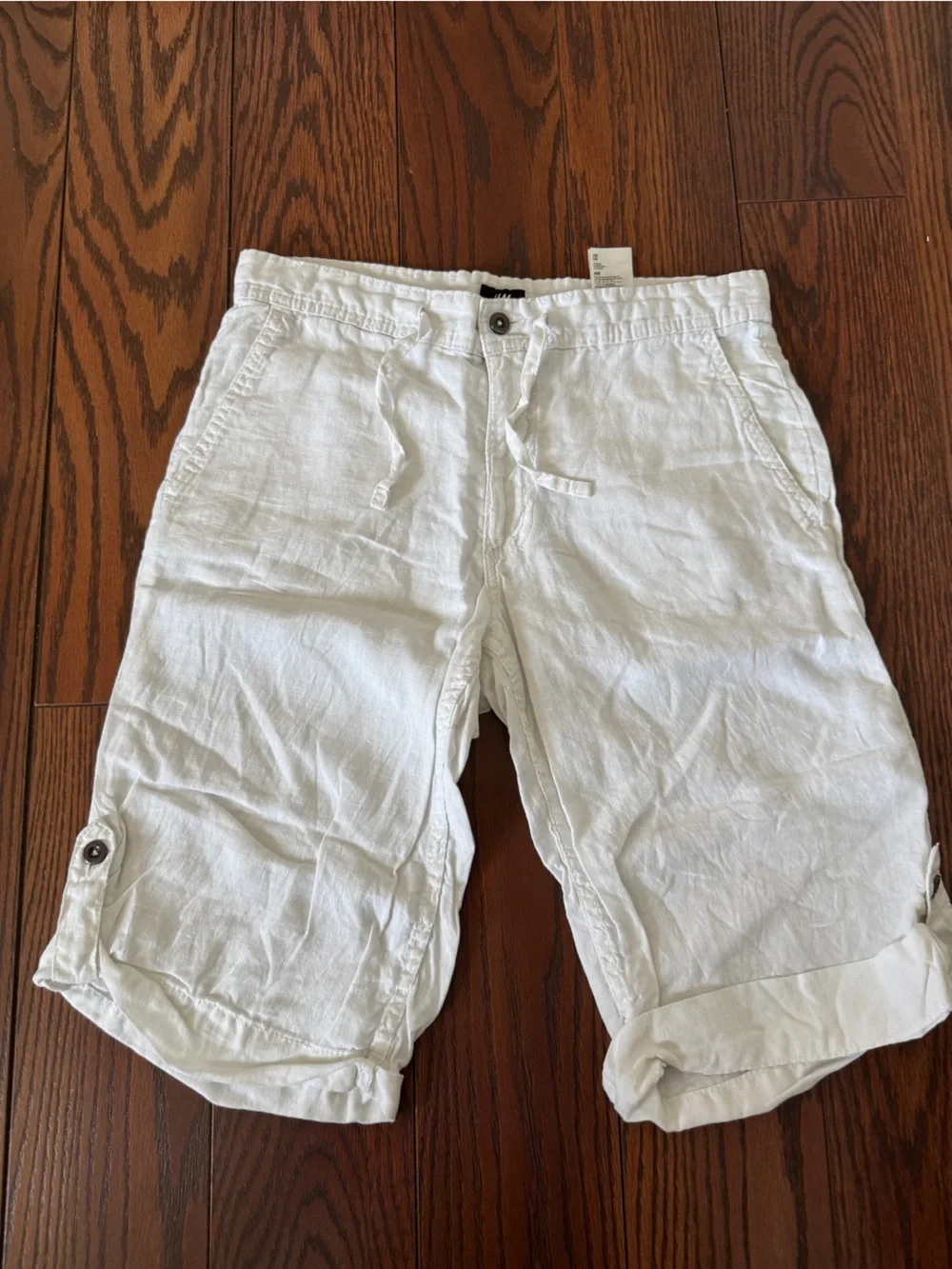 H&M White Relaxed Linen-Blend Men's Jeans